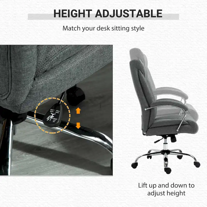 Vinsetto High Back Swivel Home Office Chair Task Ergonomic Linen Fabric Computer Chair, with Arm, Adjustable Height