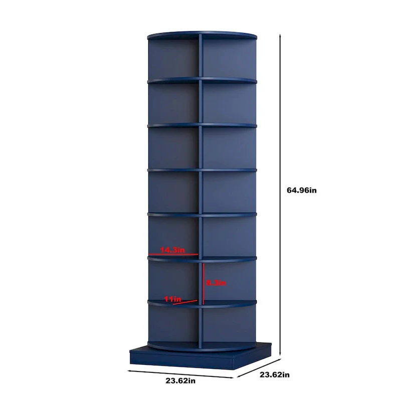 360° Rotating Shoe Cabinet – 7 Tiers, Navy Blue