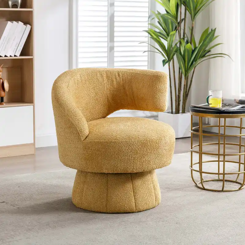 360 Degree Swivel Cuddle Barrel Accent Chairs with Wide Upholstered