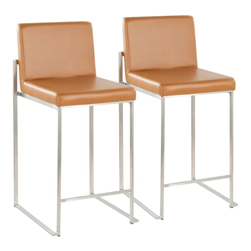 Black/Grey/White High Back Upholstered Counter Stool, Set of 2, 1-Person