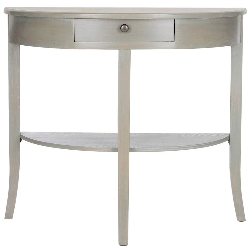Ash Grey / Honey Natural Demilune Console Table — 1 Person