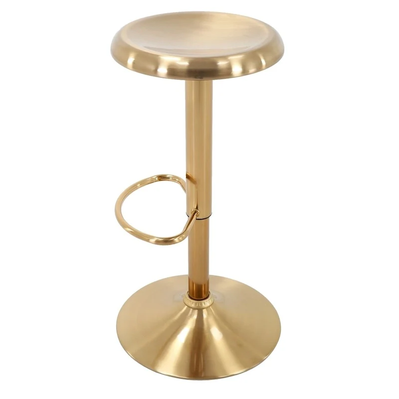 Pink / Pewter / Gold Adjustable Height Swivel Bar Stool with Chrome Finish – Single Seat