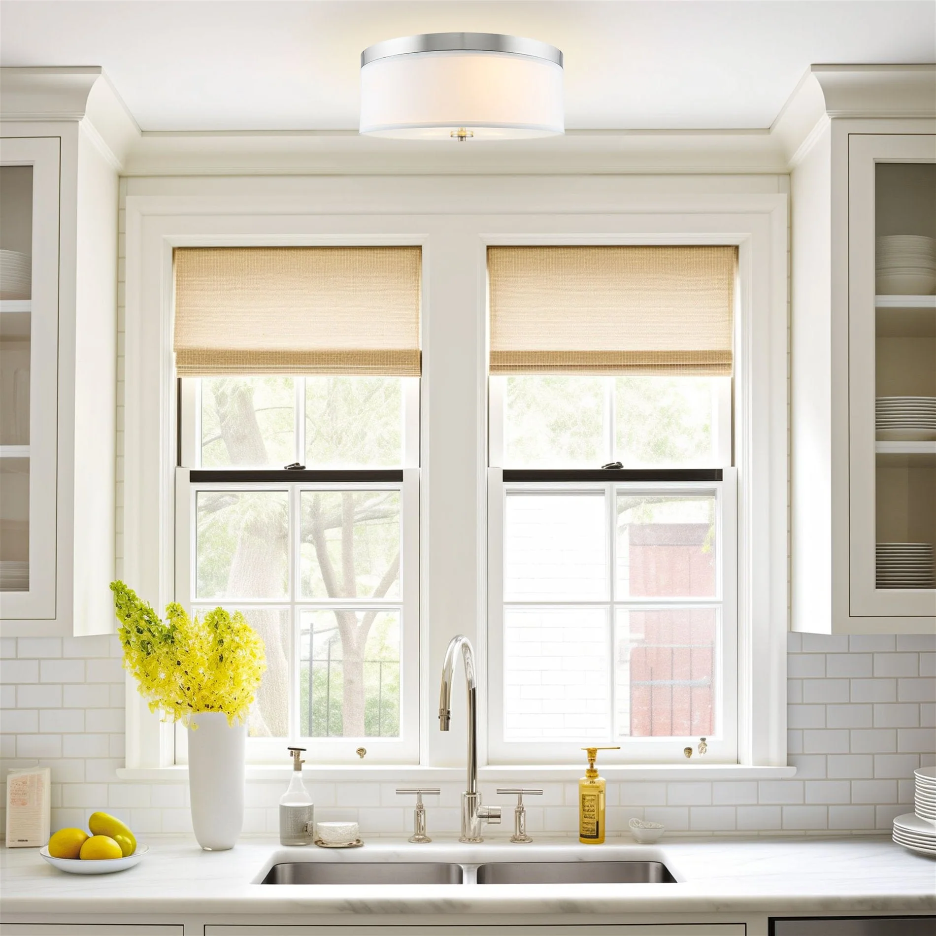 Walker 20 Large Mid-Century Modern 3-Light Flush Mount Ceiling Light