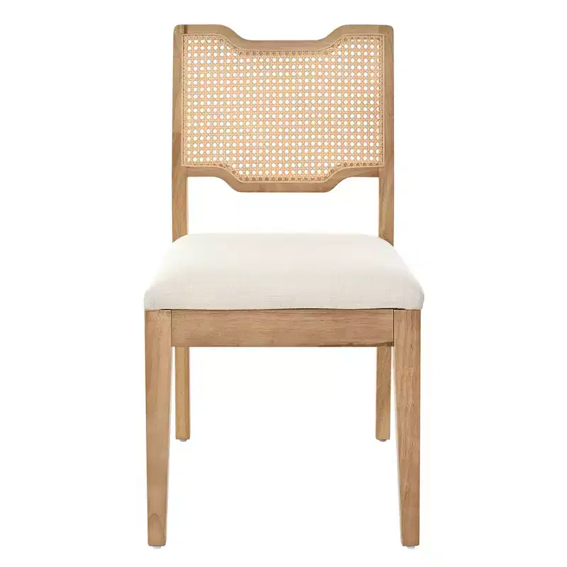 Christopher Knight Home Lea Farmhouse Rubberwood Rattan Upholstered Dining Chairs (Set of 2)