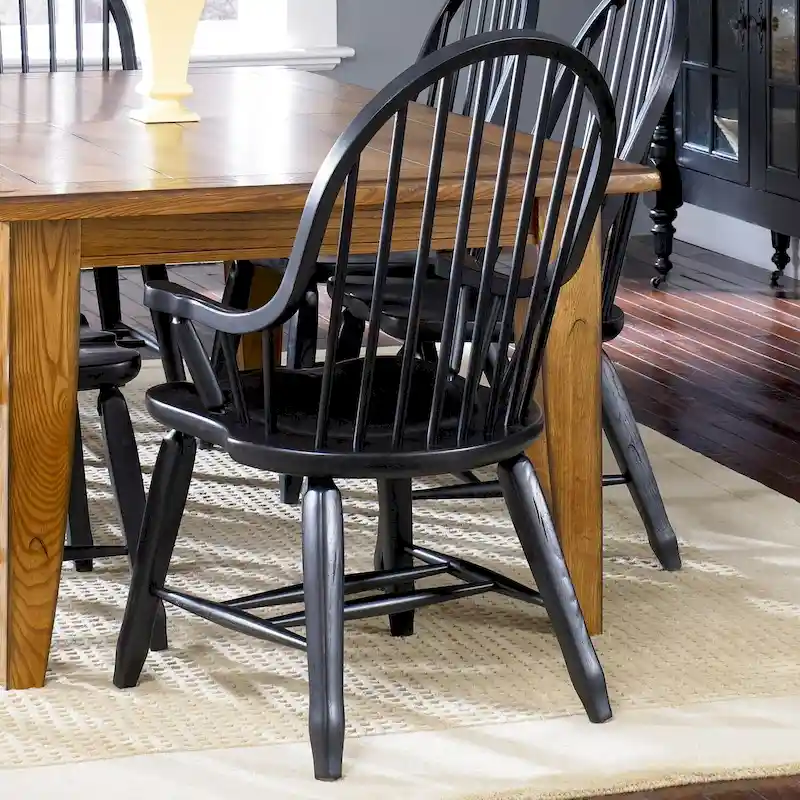 Bow Back Arm Chair – Rustic Black Finish