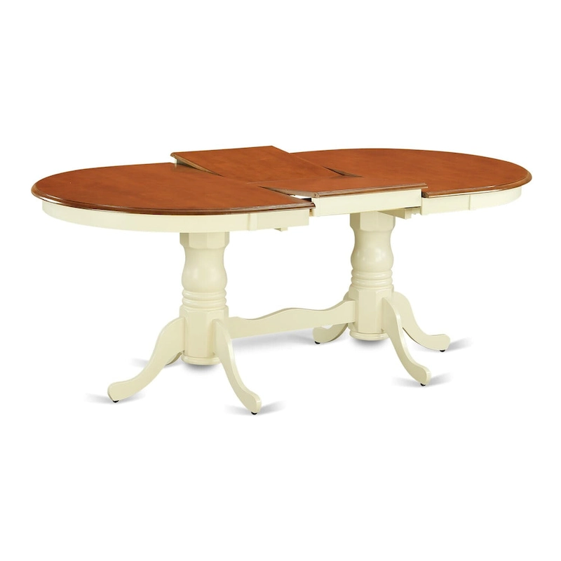 East West Furniture Dining Room Table Set Includes an Oval Table with Butterfly Leaf and 4 Dining Chairs, Buttermilk & Cherry