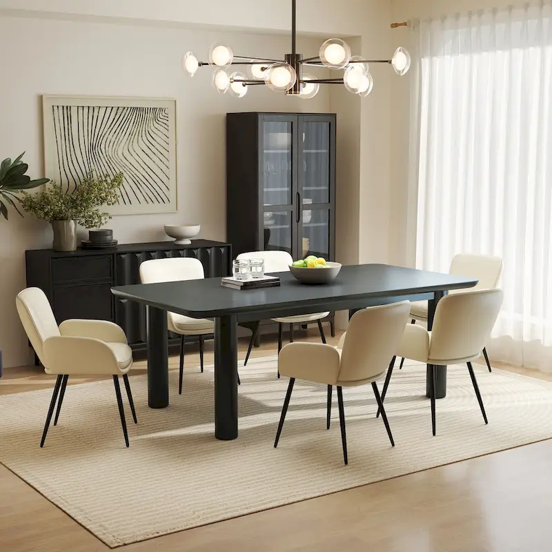 Set of 4 Cat-Scratch Resistant Dining Chairs with Gold Metal Legs