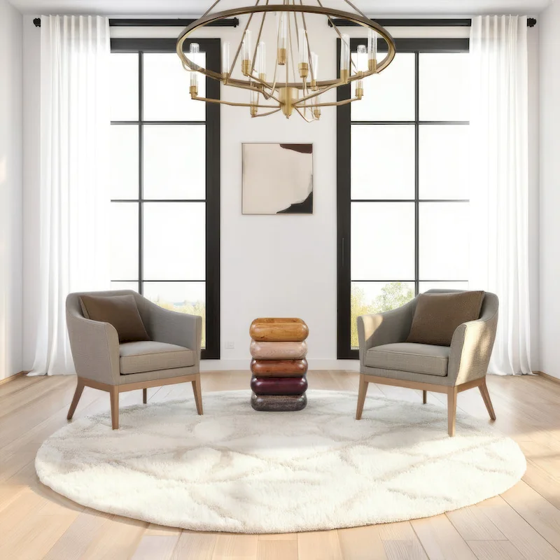 Zyra 12 Inch Side End Table, Sculptural Stacked Design, Mango and Acacia Wood Artisanship, Brown