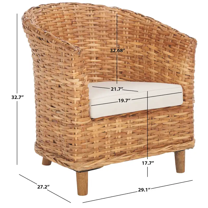 Rattan Barrel Chair with Cushion