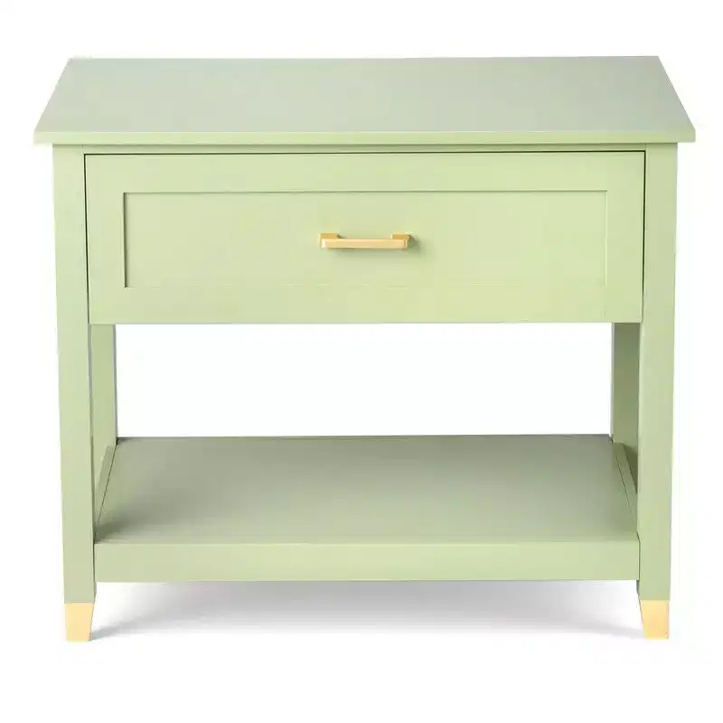 Karl Home Light Green P2 MDF Nightstand 1 Drawer 1 Shelf 29.5 Inch