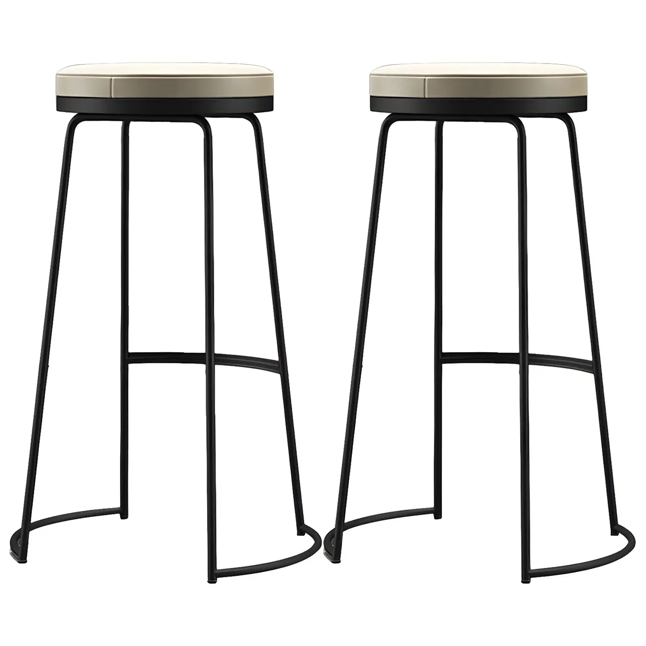Industrial Metal Leather Seat Bar Stools Counter Height