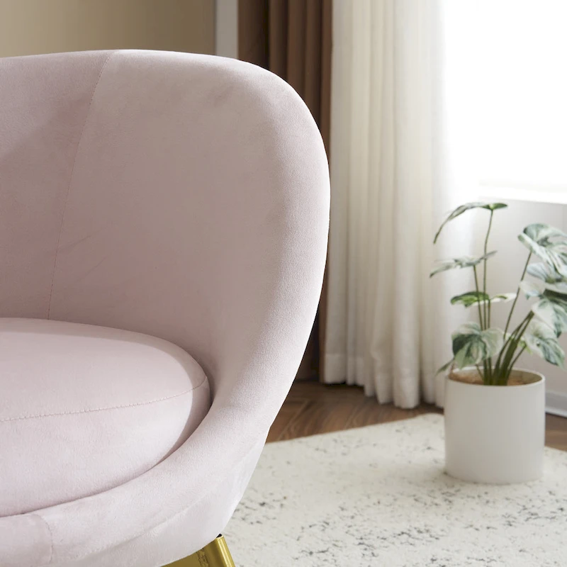 Christopher Knight Home - Eliana Modern Teddy Fabric Accent Chair with Curved Backrest and Gold Legs