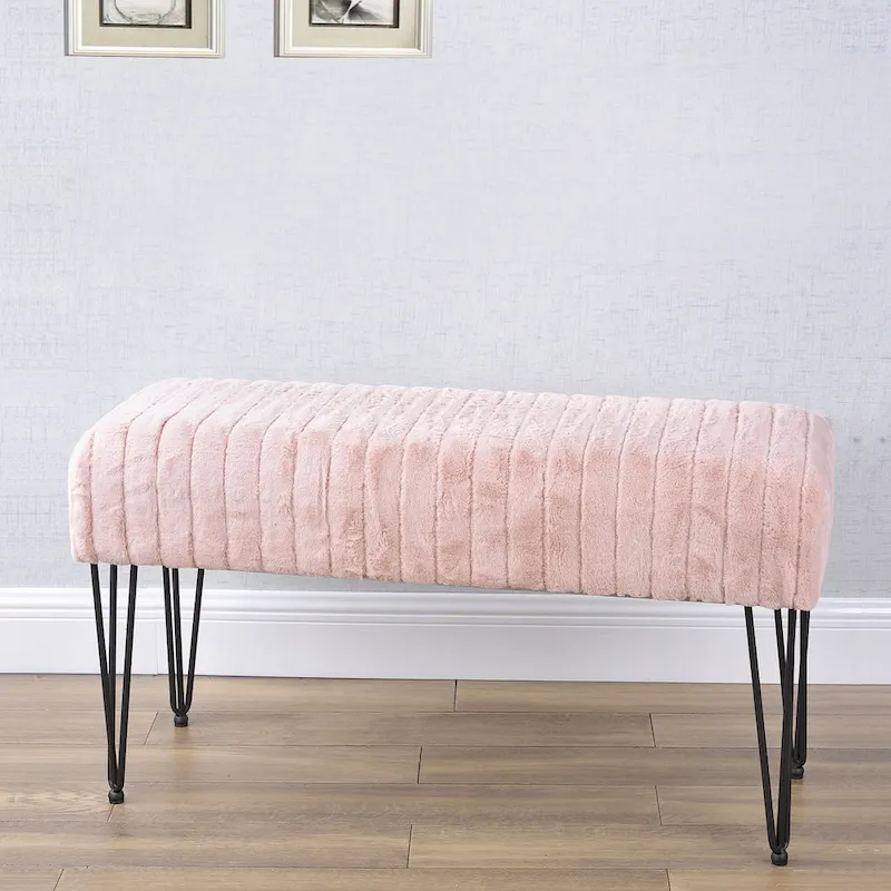Serenta SuperMink Fauxfur Ottoman Bench