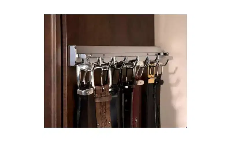 Rev-A-Shelf 14 Inch Pop Out Sliding Deluxe Belt and Tie Accessory Organization Rack Holder Hanger with 7 Hooks, Chrome, BRCPOSL-14-CR-1
