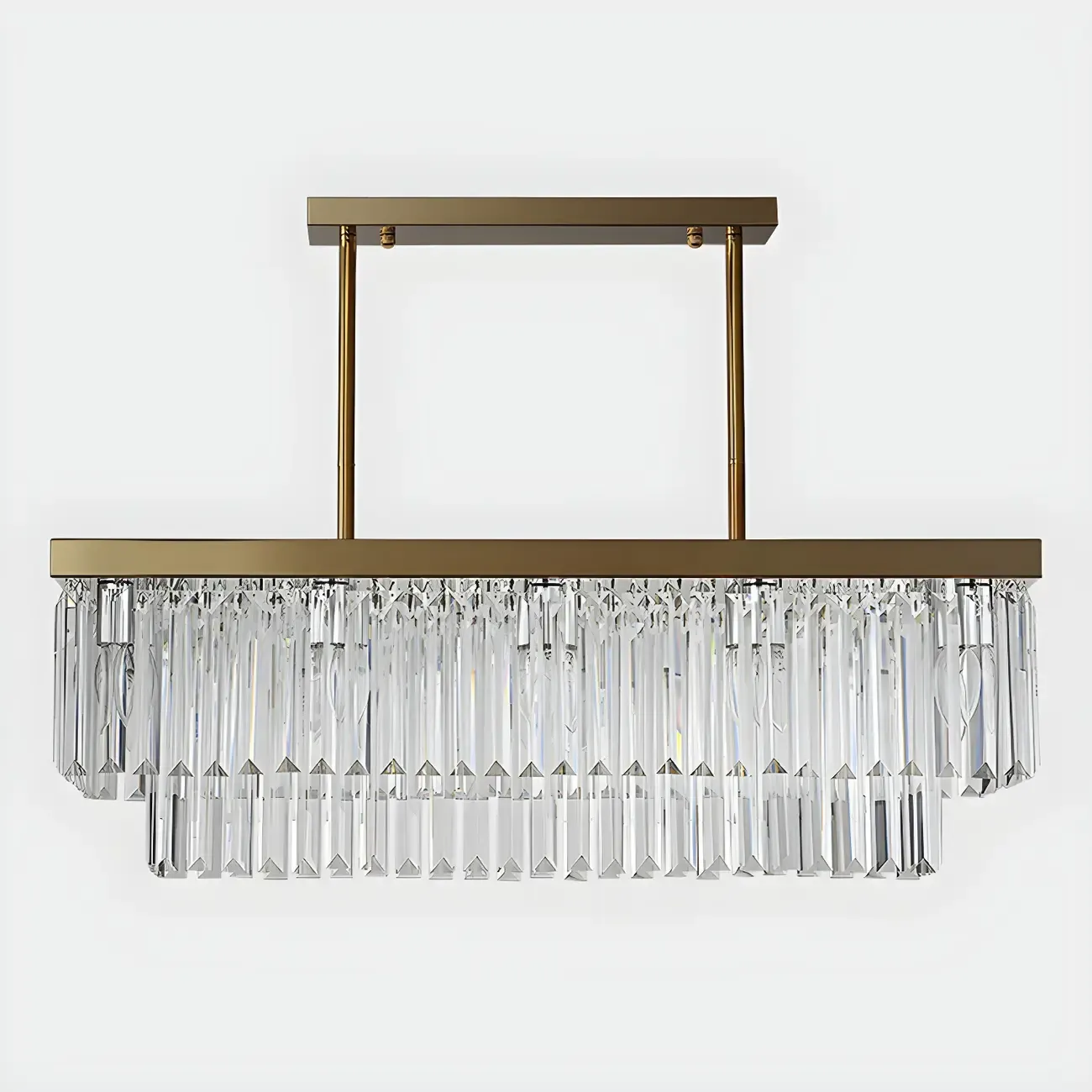 Modern Large Crystal Rectangle Island Pendant Light