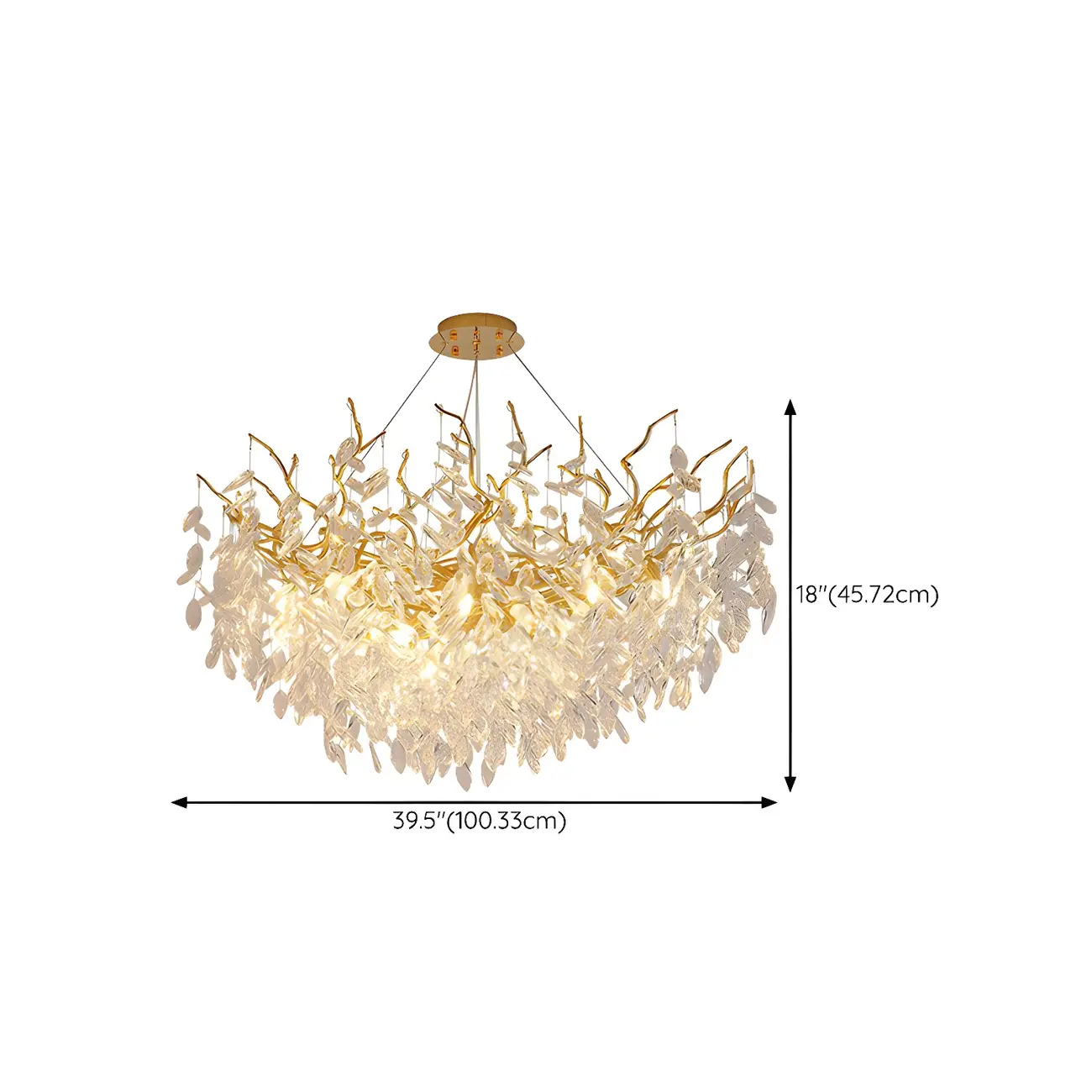 Elegant Gold Branch Crystal Chandelier Adjustable Height