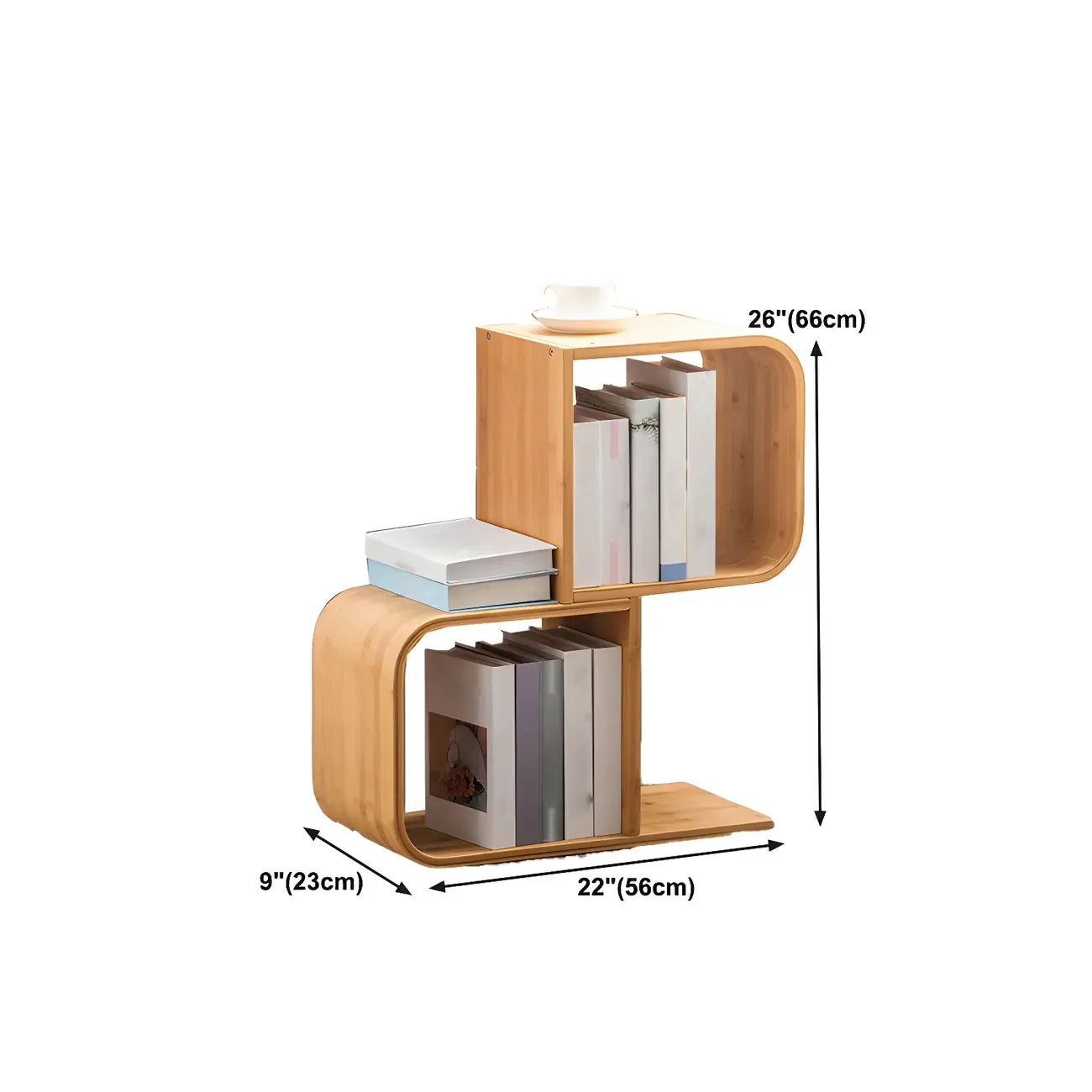 Geometric Natural Finish Bamboo Wood Vertical Bookcase