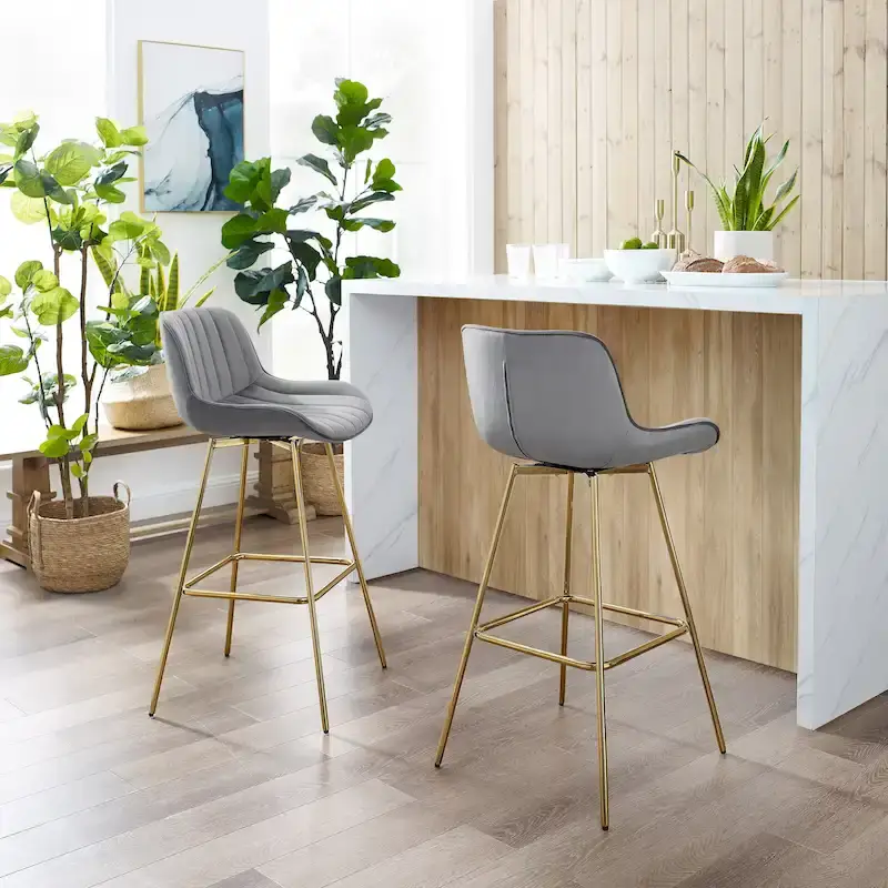 Modern Swivel Velvet Barstool