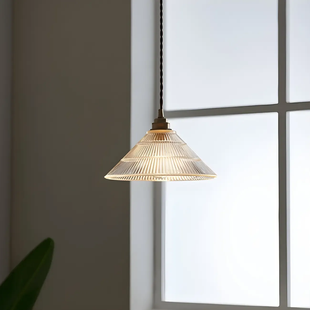 Industrial Clear Glass Cone Pendant Light Fixture