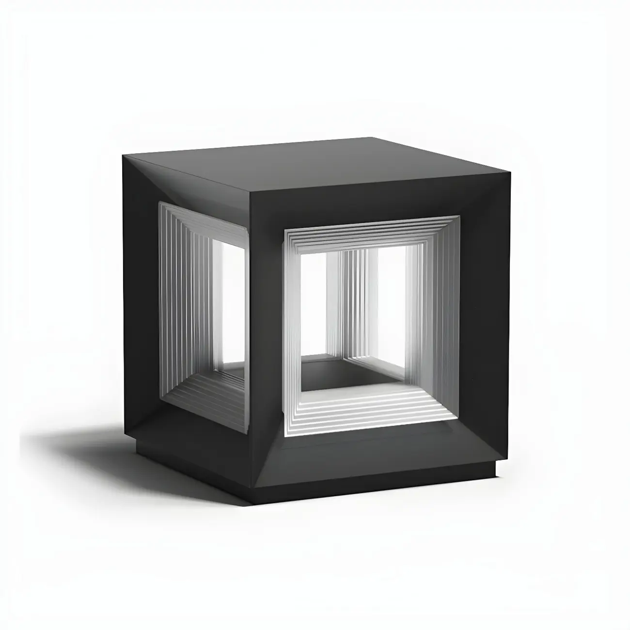 Modern Metal Black Geometric LED Post Cap Light