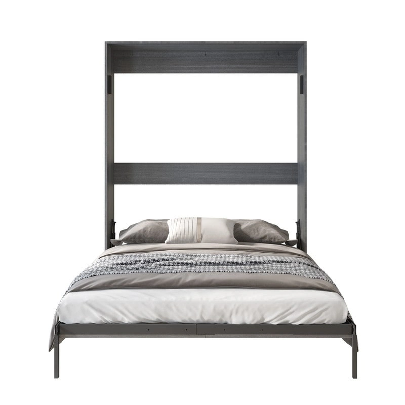 Mixoy Murphy Bed,Folding Wall Bed with 2 Side Cabinet Shelves