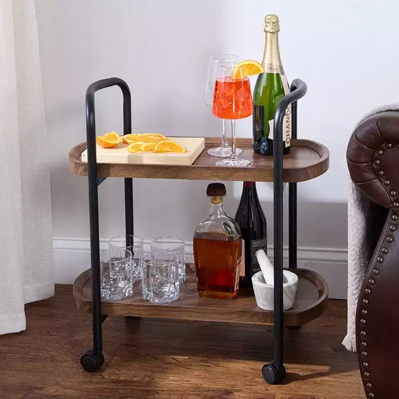 The Lakeside Collection Kitchen or Bar Serving Cart with Wheels - 2-Tier -