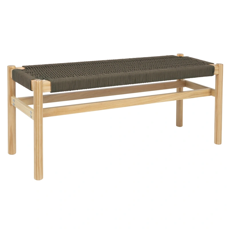 Fernway Solid Wood and Woven Rope Entryway Bench - 43.3 L x 15.0 W x 18.0 H