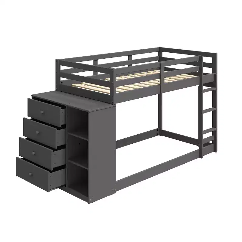 93" Twin/Twin Bunk Bed Gaston with Storage & Reversible Cabinet - Acme Furniture