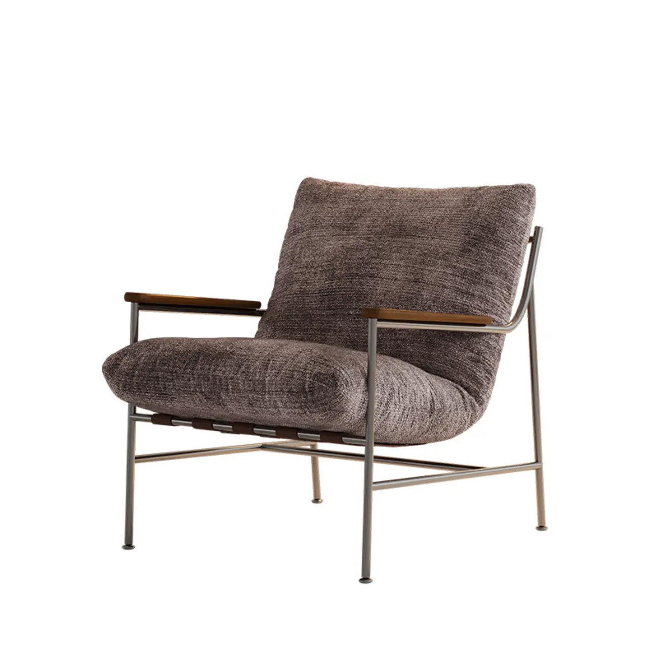Mid-Century Modern Chenille Metal Frame Accent Chair