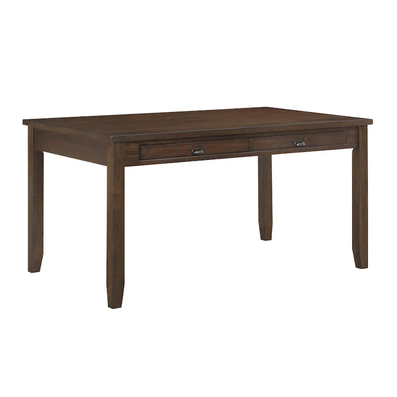 Humpty 60 Inch Dining Table, Rectangular Top, 2 Drawers, Cherry Brown Wood