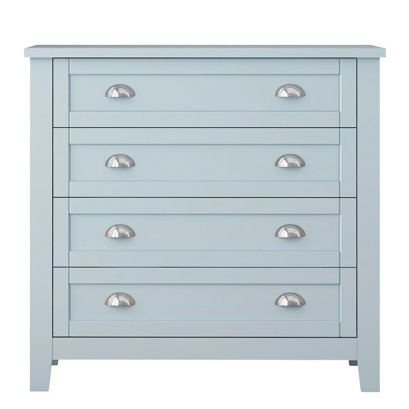 Modern Drawer Dresser with Solid Wood Frame and Retro Shell Handle