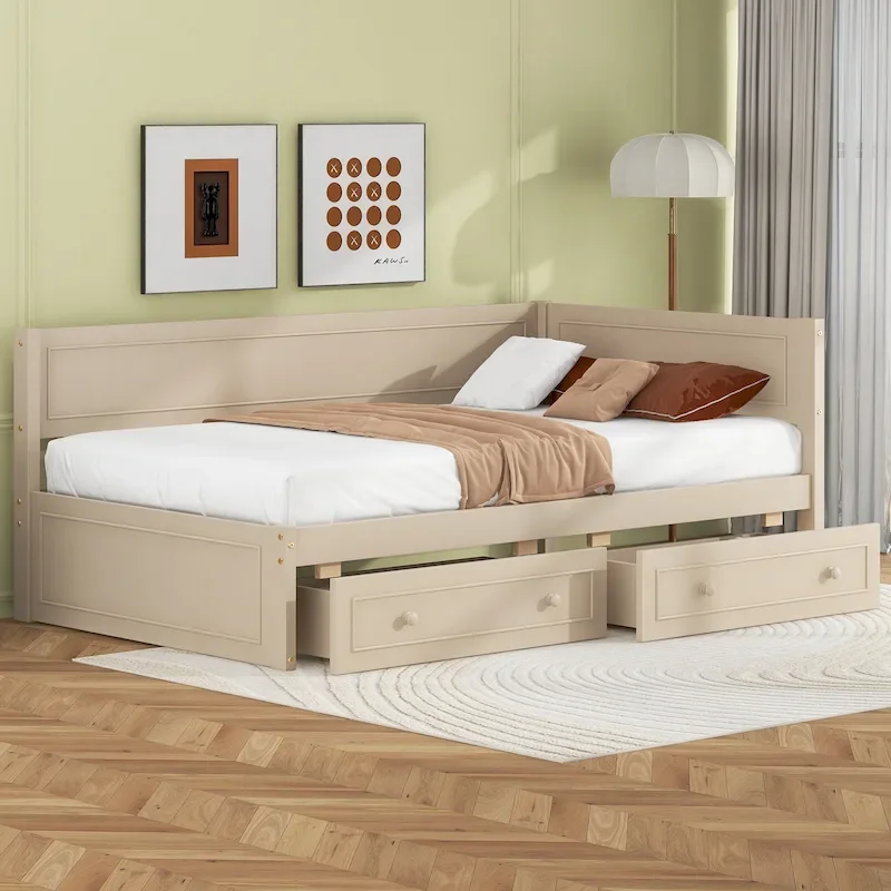Merax Twin Size Wood Daybed with Trundle/Drawers