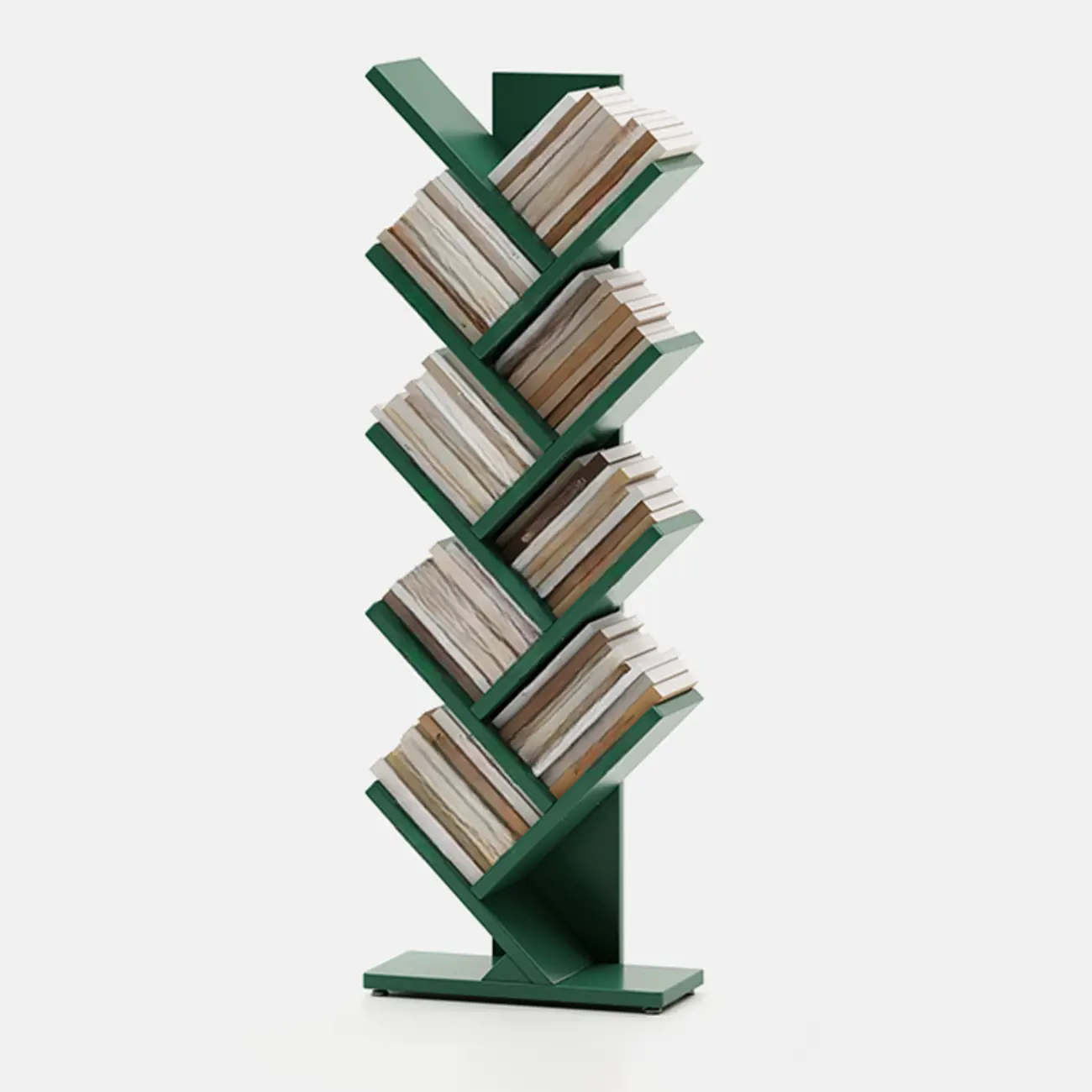 Black Wood Tree-Shaped Vertical Display Bookcase