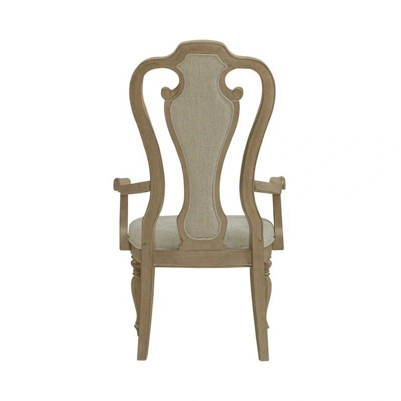 Weathered Bisque Splat Back Upholstered Arm Chair