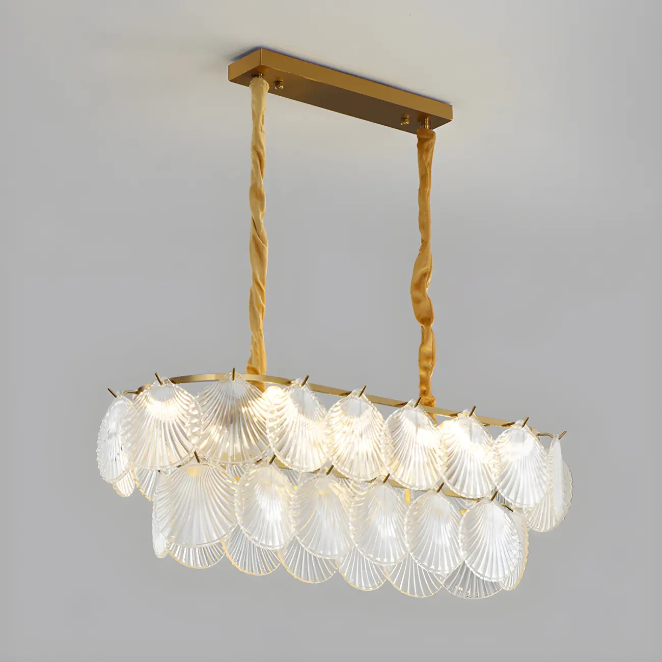 Modern Gold Glass Island Chandelier with 8 Lights