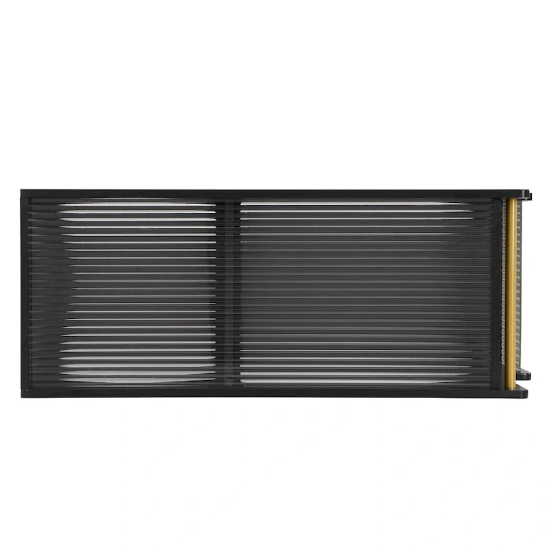 31.5  Modern Mobile End Table with 5mm Thick Fluted Tempered Glass, Lockable Wheels and Golden Round Rod