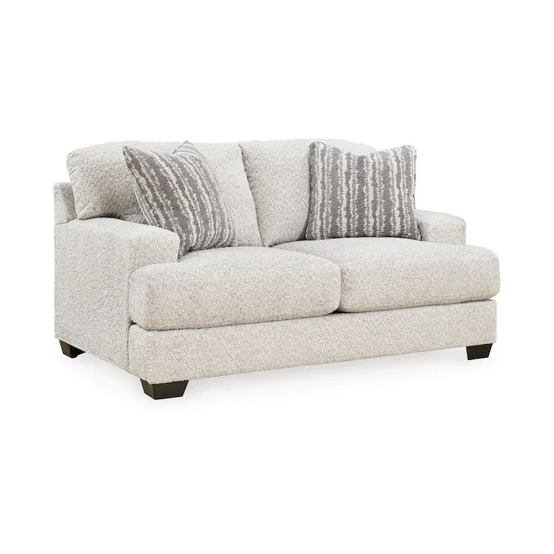 Emma 68 Inch Loveseat with 2 Accent Pillows, Oversized, Gray Polyester