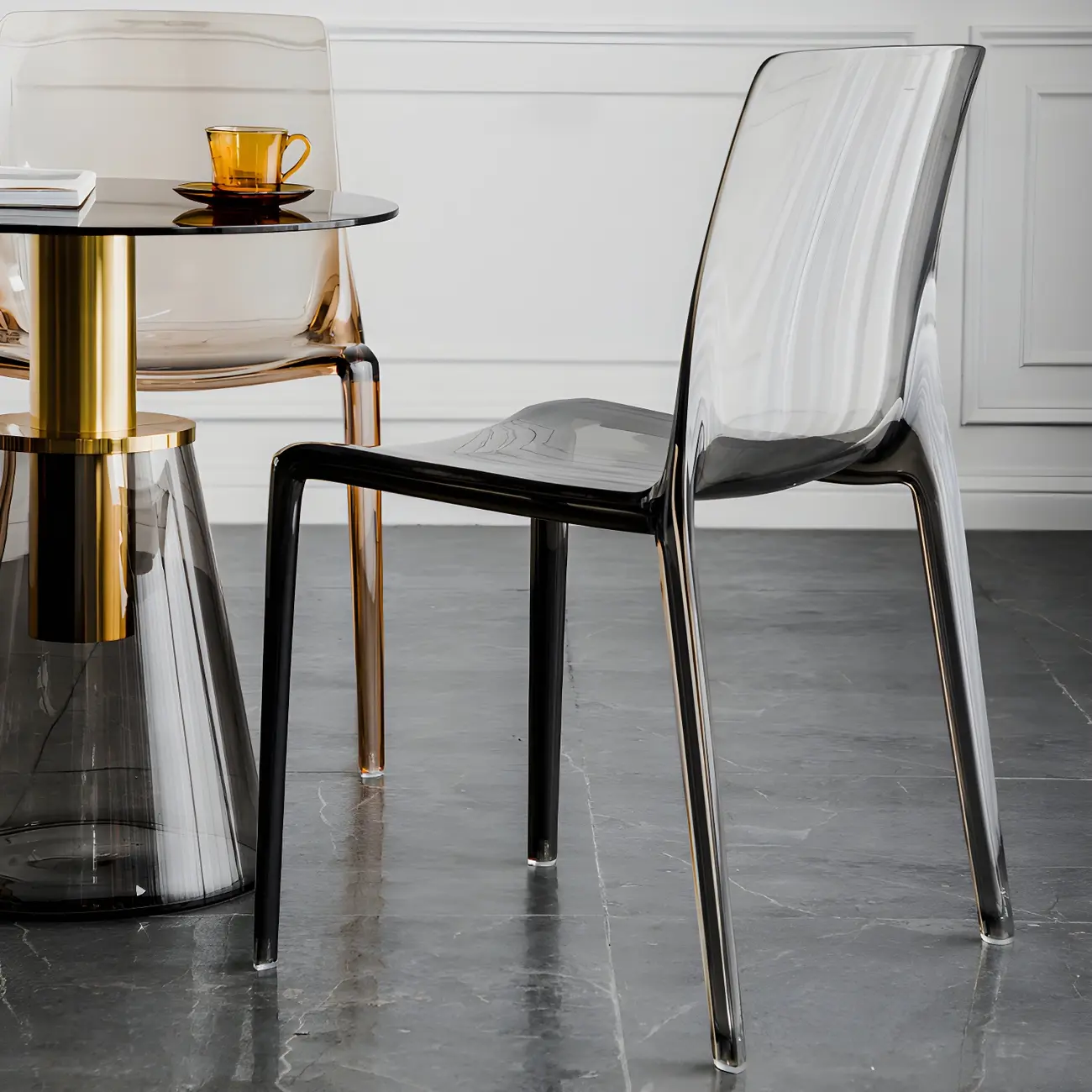 Amber Acrylic Armless Low Back Dining Chair