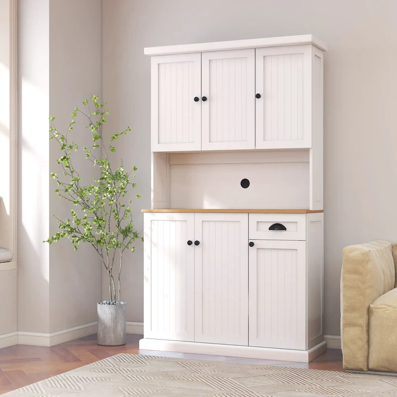 Kitchen Pantry Storage Cabinet, White, Modern, For 1 Person