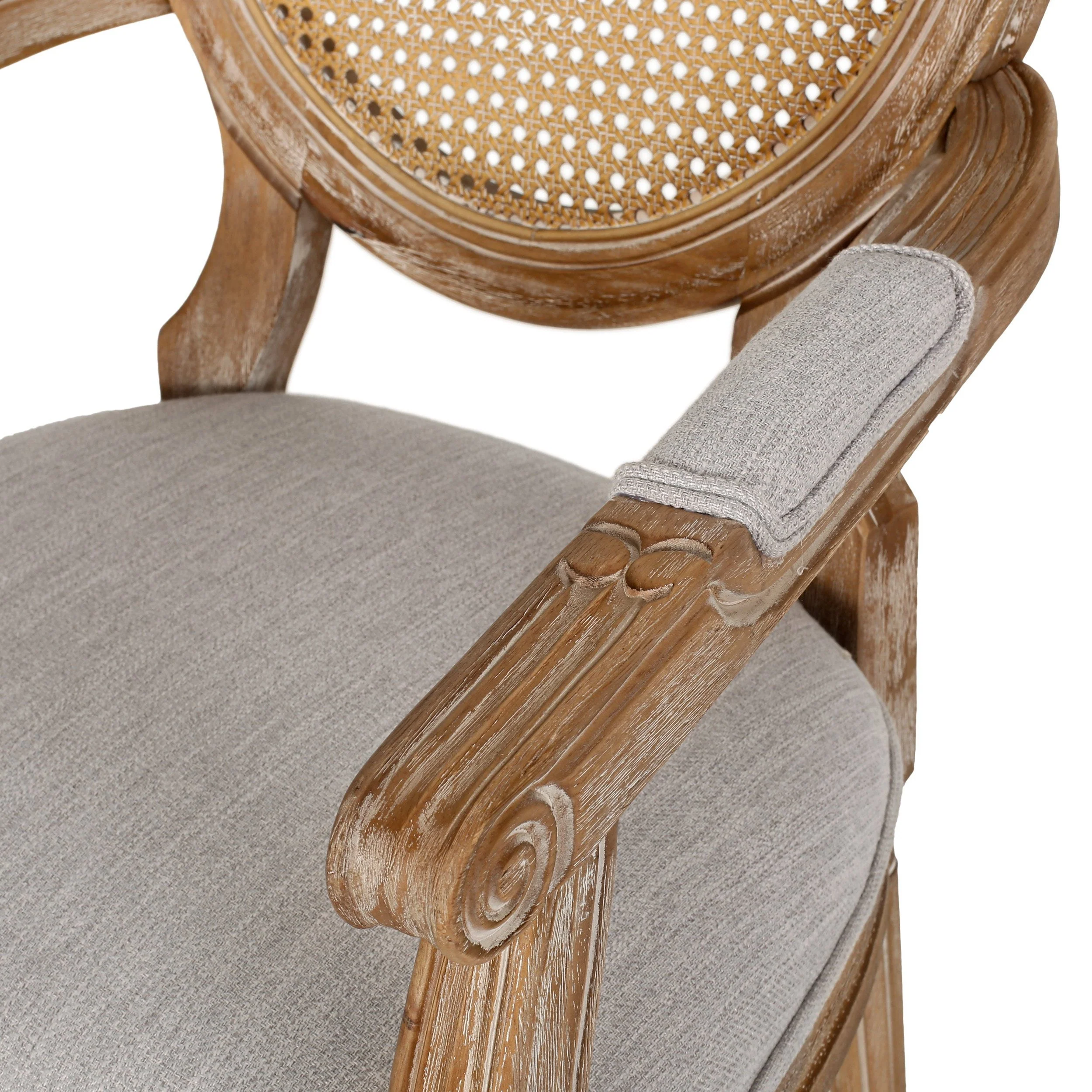 French Country Wood and Cane Upholstered Dining Chair - NH651513