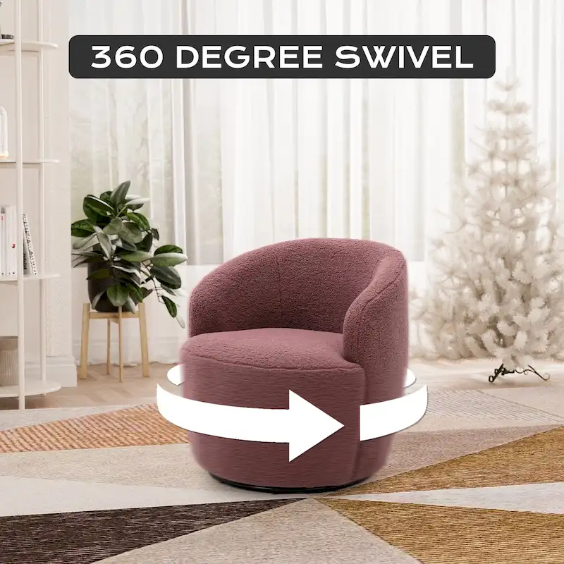 Ouyessir Modern Teddy Upholstered Swivel Barrel Chair(Set of 2)