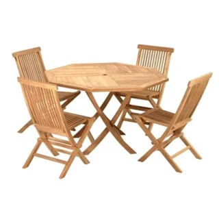 Natural Teak Octagonal Folding Dining Set for 4