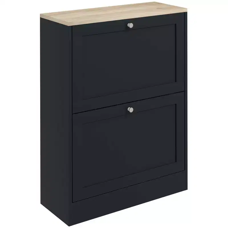 HOMCOM Slim Shoe Cabinet for Entryway, Modern Hidden Shoe Storage Cabinet with 2 Flip Drawers and Adjustable Shelves for 8-12 Pairs of Shoes