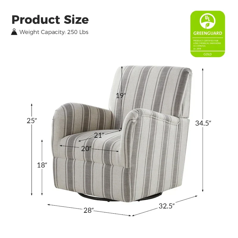 Pancy Traditional Swivel Armchair with Jacobean Strip Pattern Set of 2 by HULALA HOME