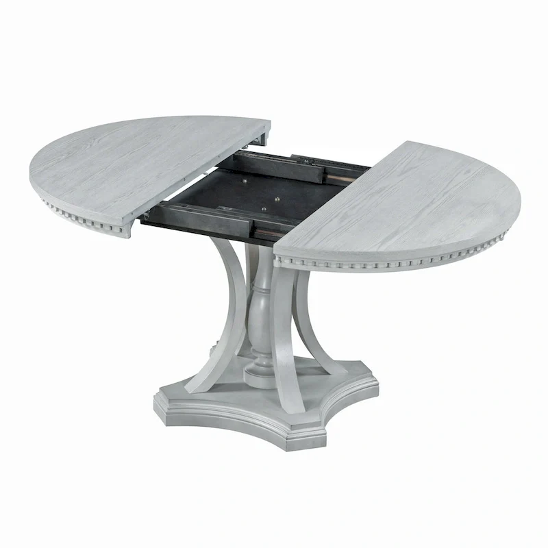 Retro 5-piece Dining Set with Extendable Round Table and 4 Chairs