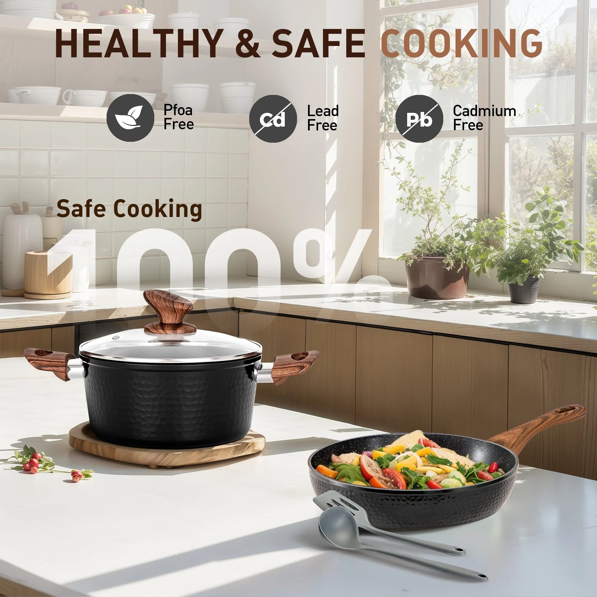 Kitchen Academy 15-piece Nonstick Granite-coated Cookware Set