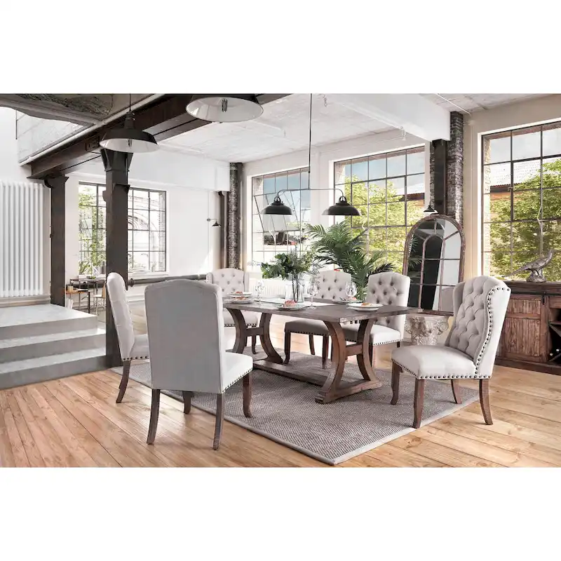 Canley Rustic Pine Wood 7-Piece Dining Table Set by Furniture of America