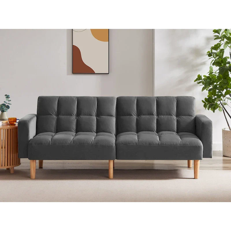 Velvet Convertible Sofa Bed - 3-Position Futon