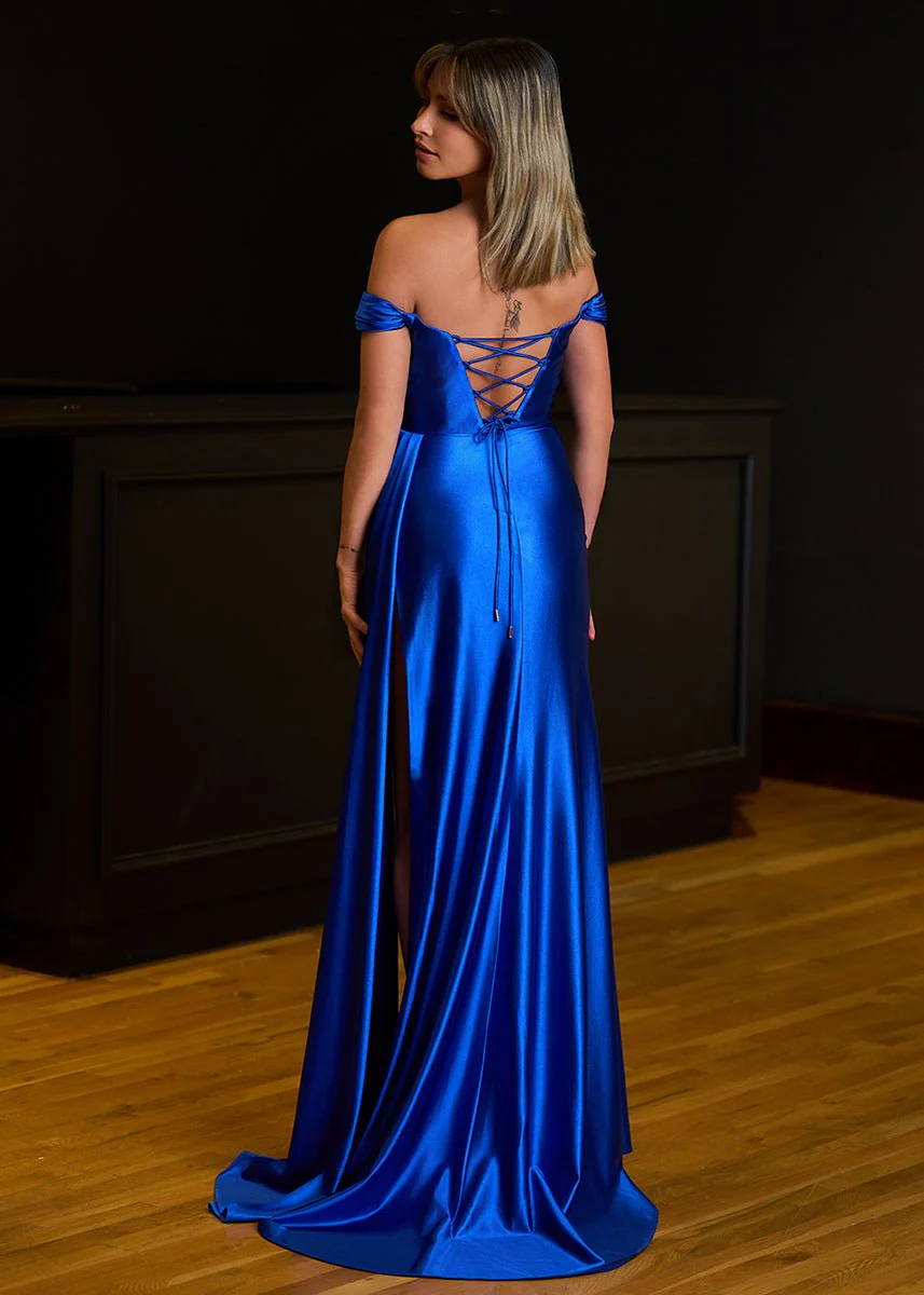Mermaid Satin Long Prom Dress with Slit