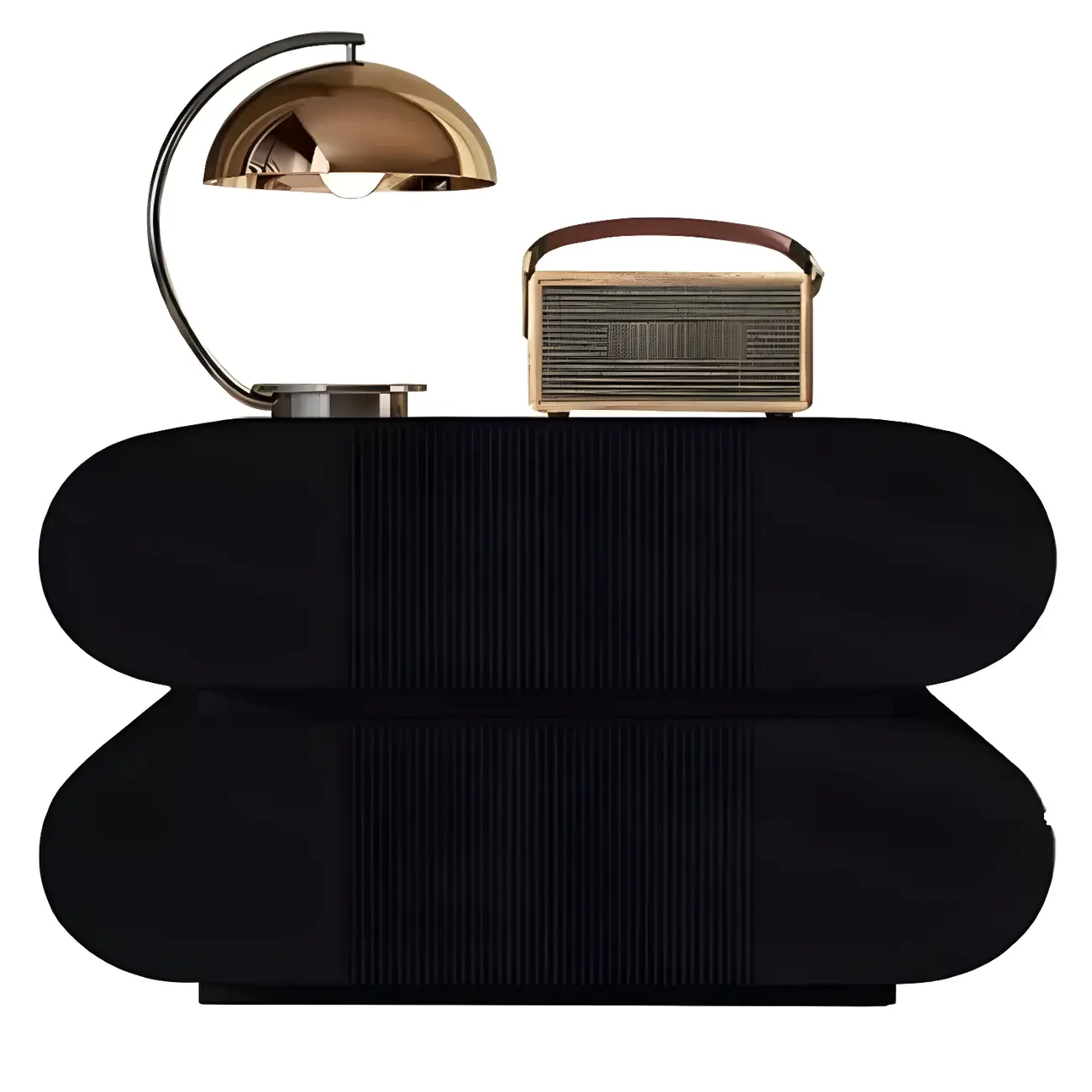 Modern Wood Striped White 2-Drawer Nightstand